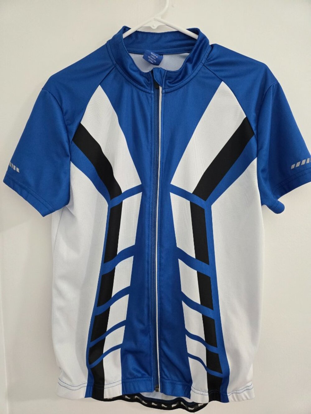 Crivit Men's Blue Cycling Jersey Size Large – Short Sleeve Full Zip Bike Shirt